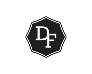 DF retro initial monogram letter logo. vintage label typography.