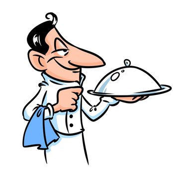 Character waiter cartoon illustration isolated image
