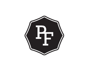 PF retro initial monogram letter logo. vintage label typography.