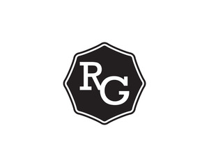 RG retro initial monogram letter logo. vintage label typography.