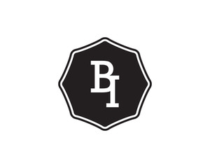 BI retro initial monogram letter logo. vintage label typography.