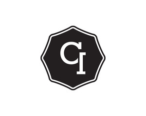 CI retro initial monogram letter logo. vintage label typography.