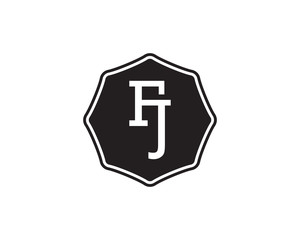 Fototapeta premium FJ retro initial monogram letter logo. vintage label typography .