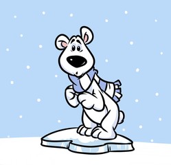 polar bear wonder ice floe north pole cartoon illustration