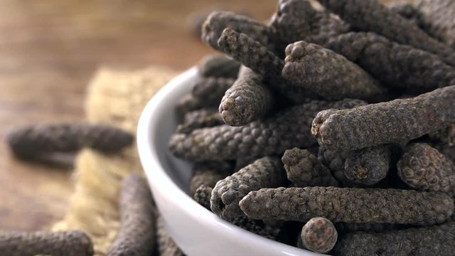 Portion of rotating Long Pepper as not loopable 4KUHD footage