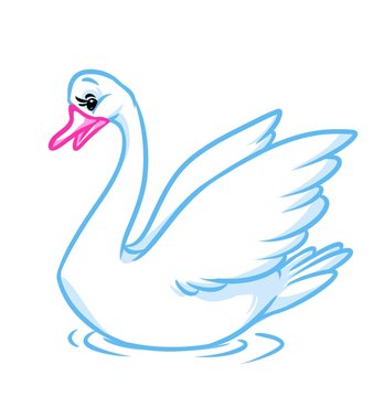 White Swan animal character  cartoon illustration
