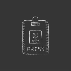 Press pass ID card. Drawn in chalk icon.