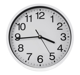 Round wall clock, isolated on white