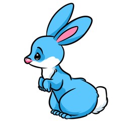Fototapeta na wymiar Blue bunny cartoon illustration image animal character