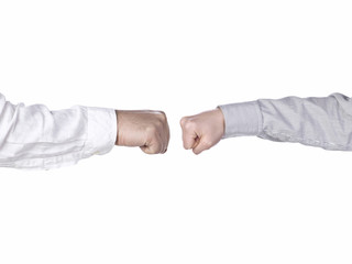 business people making fist bump