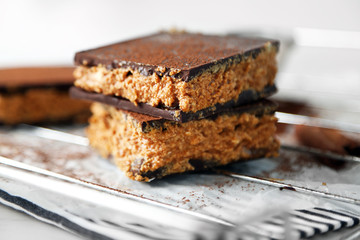 Few delicious chocolate cakes, closeup