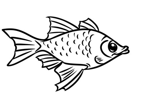 Fish coloring pages isolated image animal character