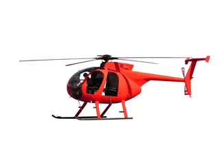 Wall murals Helicopter Generic red helicopter used for transport, fire fighting and rescue operations, isolated.