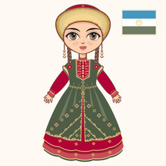 The girl in Bashkir dress. Historical clothes. Bashkiria