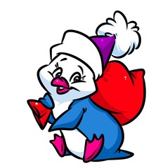 Penguin New Year cartoon illustration  image character  animal
