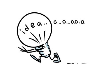 Idea light bulb escapes isolated image cartoon
