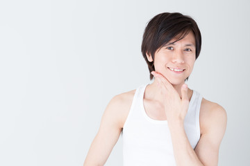 Naklejka premium young asian man beauty image isolated on white background