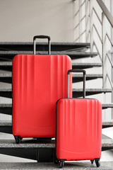 Red suitcases indoors