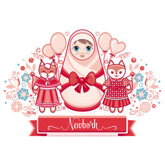 Newborn little baby. Greeting card of the newborn. 