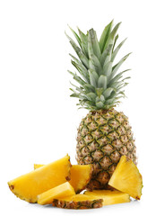 Fototapeta na wymiar Pineapple slices, isolated on white