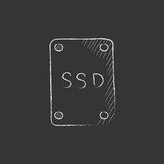 Solid state drive. Drawn in chalk icon.
