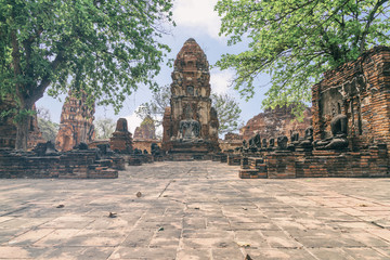 World Heritage Site at Wat Mahathat Ayutthaya, Thailand