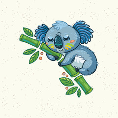 Cute cartoon koala on a tree. Vector illustration © penguin_house