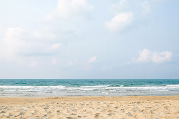 Fototapeta na wymiar Sea beach and blue sky background