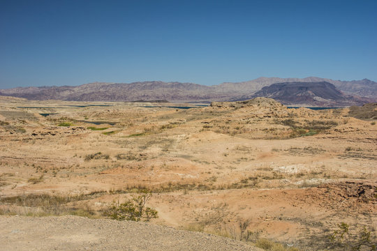 Desert landscape and lake near Las Vegas, Nevada