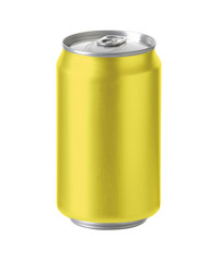 yellow aluminum can with space for design and clip path