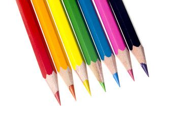 color pencils in a row