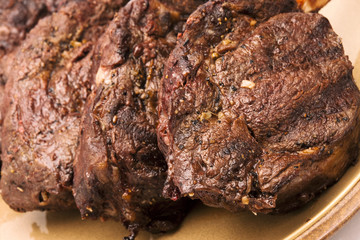 detailed view of cooked beef