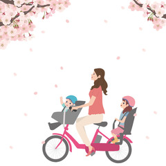 桜　自転車　イラスト