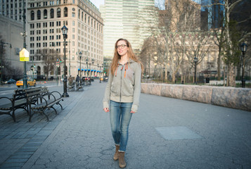 Full figure shot of hipster city girl