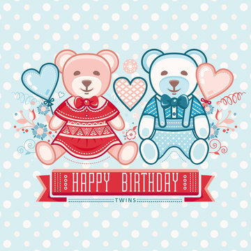 Cute bear. Best for creating greeting cards, invitation. Vector illustration on white background. 