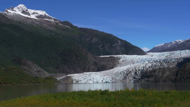 Mendenhall Glacier Right Panning Wide Panorama, Juneau Alaska