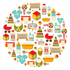 Vector baby care and newborn background