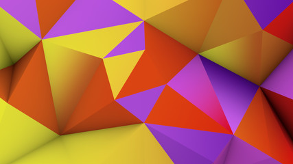 Vivid color low poly surface 3D render