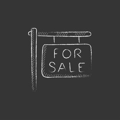 For sale signboard. Drawn in chalk icon.