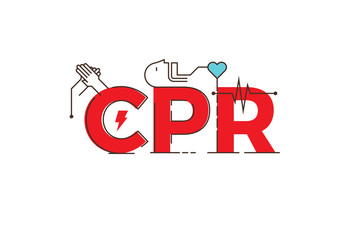 CPR word design illustration - obrazy, fototapety, plakaty