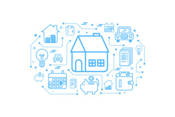 Fototapeta premium Real estate home outline icon concept