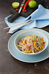 Noodles with pork and vegetables 

