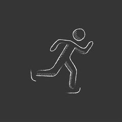 Speed skating. Drawn in chalk icon.