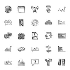 Social Media icon drawing by hand set