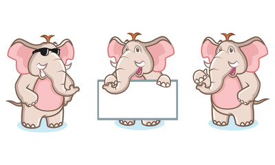 Brown Elephant Mascot pose