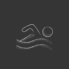 Swimmer. Drawn in chalk icon.