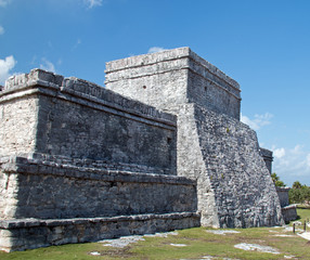 Tulum Mexico Mayan Ruins - Castillo / Temple of the Diving God and Temple of the Initial Series