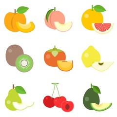 Fruit icons set 3, flat design