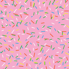 Seamless pattern bright tasty vector donuts sprinkles background. Doughnut background in cartoon style