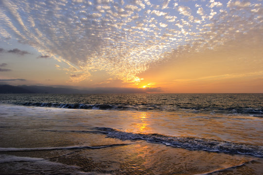 Ocean Sunset Beach Waves